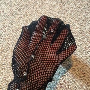 Black Fishnet Pantyhose With Back Seam & Rhinestone’s